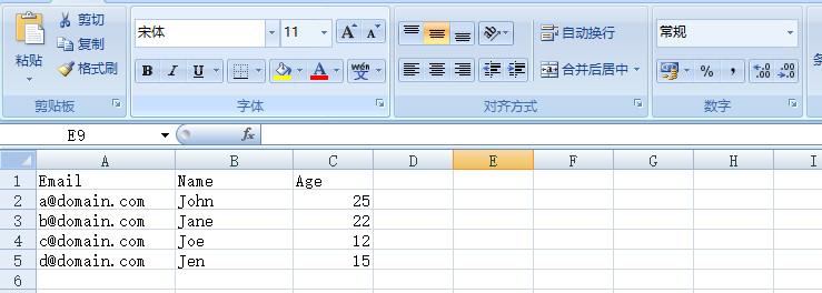 CSV文件示例
